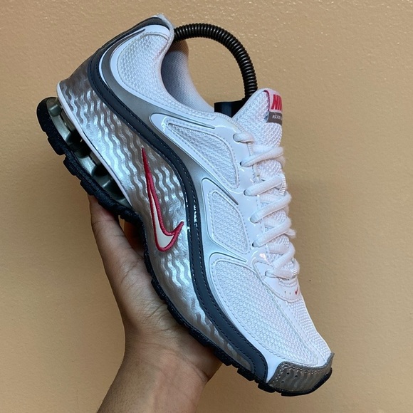 Nike White and Gray Athletic Shoes with Red Accents - Picture 7 of 15